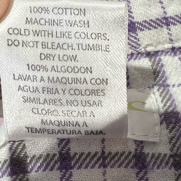 O'neill Women XL Soft Flannel Button Up Shirt Purple and Gray Plaid Roll Sleeve - Picture 5 of 9